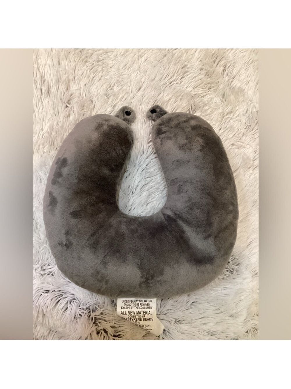 Brookstone micro bead travel head and neck pillow 2 tone light gray